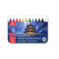 12 Colors Water-Soluble Pastel Crayons Set, Multi-Technique Art Kit with Brus…