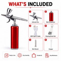 Cordless Airbrush Kit Compressor USB-C 0.3mm Dual Action Nail Cake Makeup Model