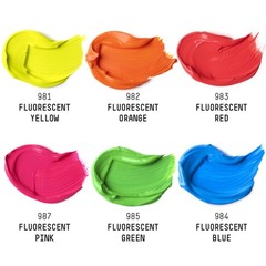 Professional Heavy Body Acrylic Paint, 6 x 59ml (2-oz), Fluorescent Colors Set