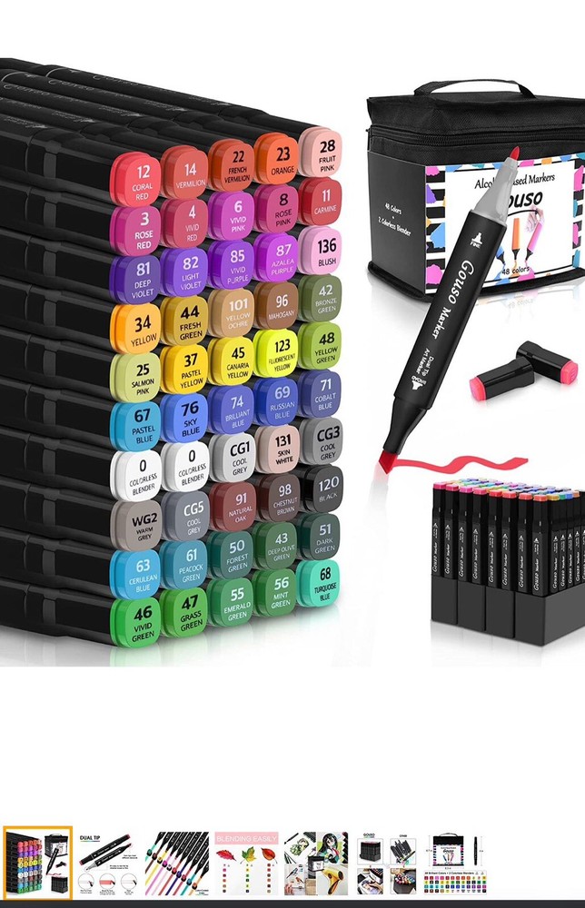Gouso 498Colors Marker Alcohol Based With two Blender Markers