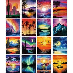AmazingSpark 16 Pcs Pre Drawn Canvas to Paint 8 x 10 inches, multicolor