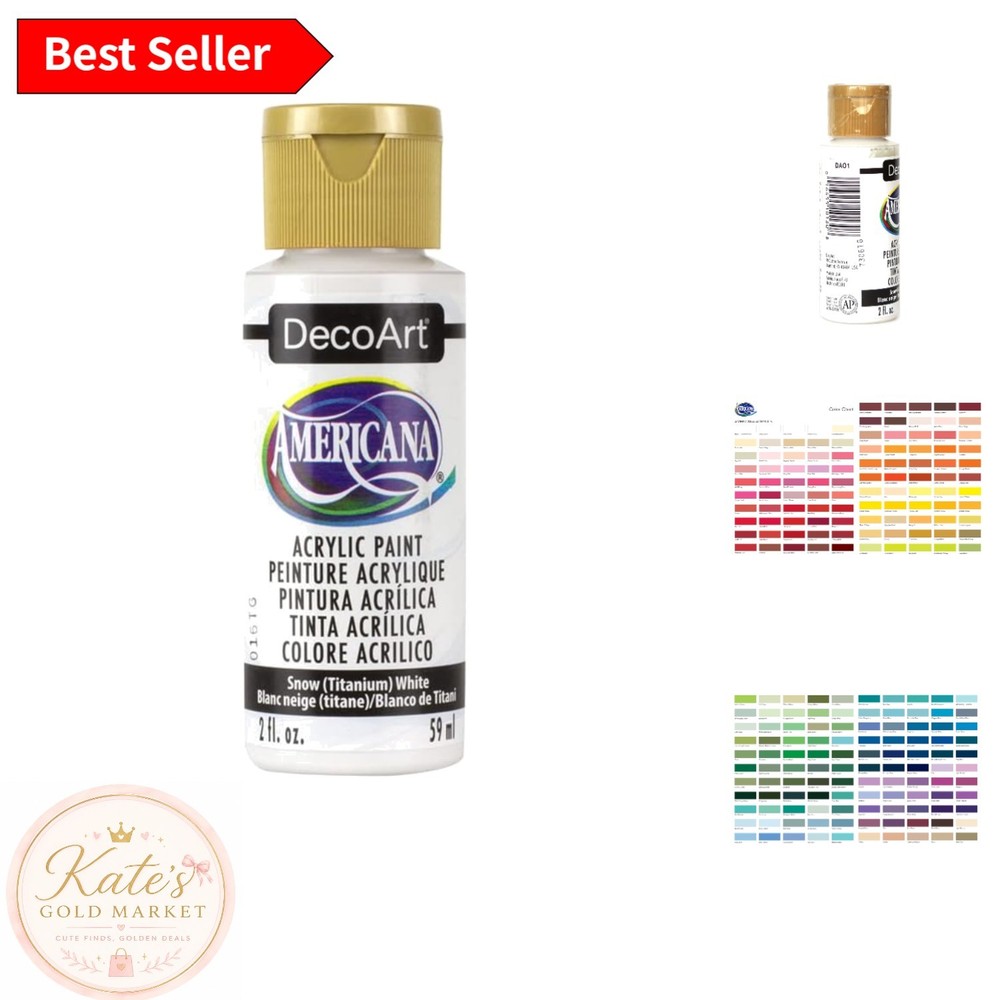 Americana Acrylic Paint – Snow Titanium White, 2 Fl Oz – Non-Toxic & Versatile