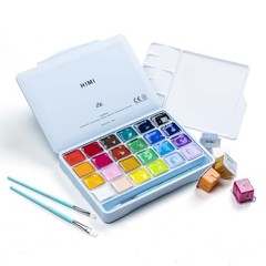 Gouache Paints set with 3 Paint Brushes, 24 Colors, 30g, Jelly Cup Design, No…