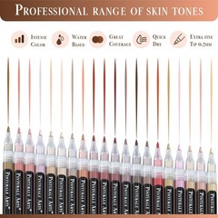 Acrylic Paint Markers Skin Tone Set 20 Fine Tip 0.7mm