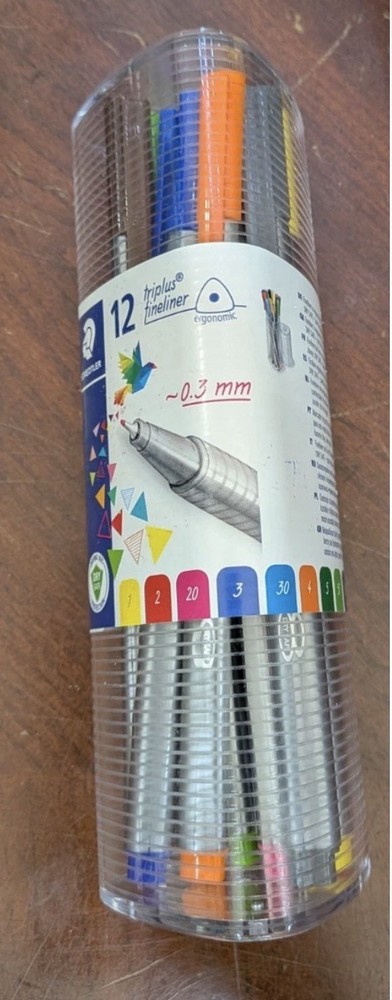 Staedtler Triplus Fineliner Marker Pens, Pack of 12 with case – Brand New