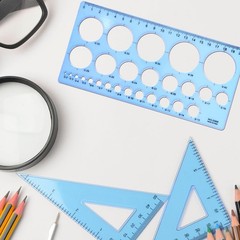 Plastic Circle Stencil Template – 20x10cm/7.87×3.93 inches, Blue