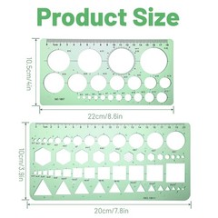 Elegaperma 2 pcs Circle Template for Drawing, 7.87 X 3.94 X 0.01 IN, Green