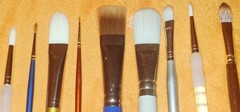 Lot of 9 NEW Artist acrylic Long Handle Brushes LOOK