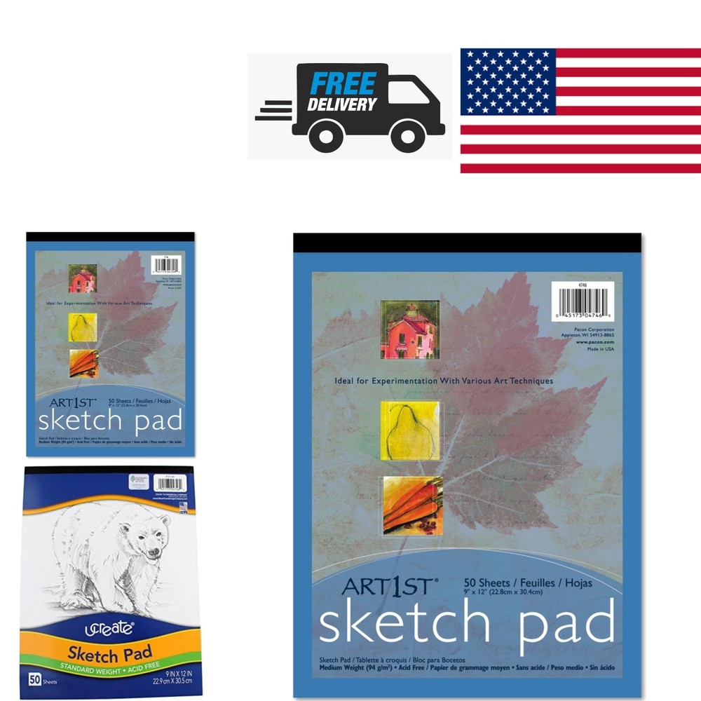 Art Sketch Paper Pad Set of 2 50 Sheets 9×12 Inches Great for Experimentation