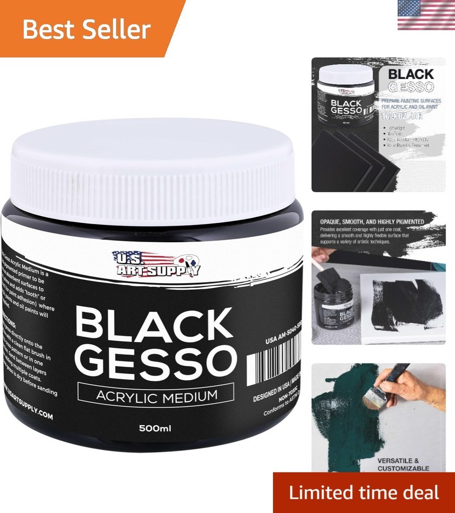 Non-Toxic Black Gesso Primer – 16.9oz for Stunning Oil & Acrylic Paintings