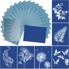 Sun Print Paper Kit Cyanotype Paper, 24 Sheets Papers with White-24