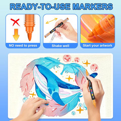 108 Colors Acrylic Paint Markers – Dual Tip Acrylic Paint Pens with 1–5Mm Brush