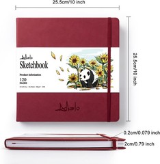 Square Sketchbook for Drawing, 120 Pages Sketch Large (10×10INCH), Red