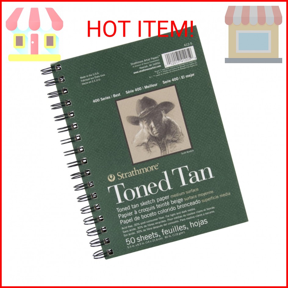 Strathmore 400 Series Sketch Pad, Toned Tan, 5.5×8.5 inch, 50 Sheets – Artist Sk
