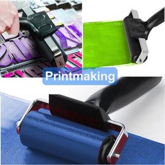 4 Inch Professional Rubber Roller with Comfort Grip Handle – Stainless BLACK