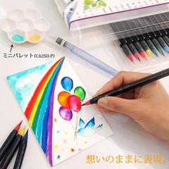 AKASHIYA Watercolor Brush Pen Set, 14 Colors + 2 Pieces, CA350S-01