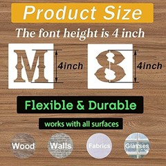 Letter Stencils and Numbers – 38 Pcs – 4 Inch DIY Craft Stencils – Letters