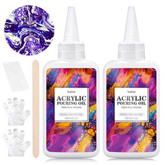 Silicone Pouring Oil, 7 Ounce Dramatic Cell Activator, Acrylic Paint Pouring Set