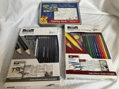 Art Lot, Watercolor Charcoal Cards Colored And Drawing Pencils