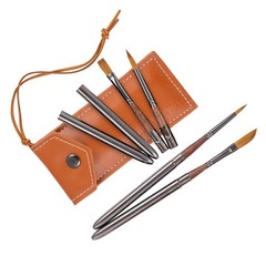 Travel Watercolor Brushes Paintbrush Set Leather Pouch Acrylic Oil 4 PCS