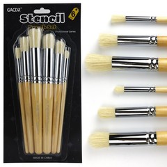 GACDR Wooden Stencil Brush Set, 6 Pieces Natural Hog Bristle Medium,