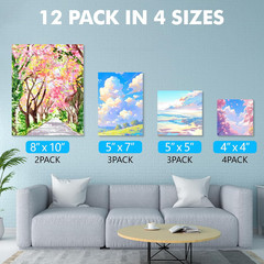 ESRICH Canvas Boards for Painting 12 Pack Art Supplies Paint Canvas 4×4, 5×5, 5x