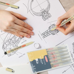 Micro Fineliner Set, 6 Pack Black Micro Fine Point Drawing Waterproof Archival I