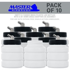 10 Airbrush 2.7oz Plastic Jar Bottles 60° Angle Adaptor Lid Assembly Single-Act