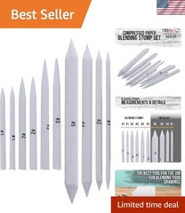 10-Piece Artist Blending Stump & Tortillion Set for Charcoal and Colored Pencils