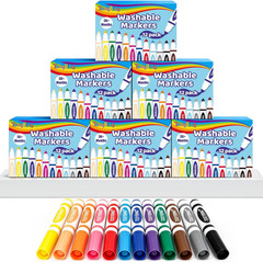 Tooybing Washable Markers Bulk (72 Count, 6 Box), 12 Assorted Colors, Washable M