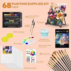 Nicpro 68PCS Acrylic Paint Canvas Set for Adults, Art Painting Supplies Kit with