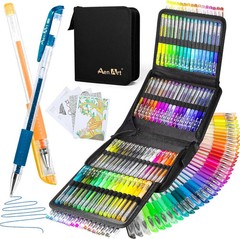 Glitter Gel Pens with Case for Adult Coloring Books, 100 Color Glitter Pen Set..