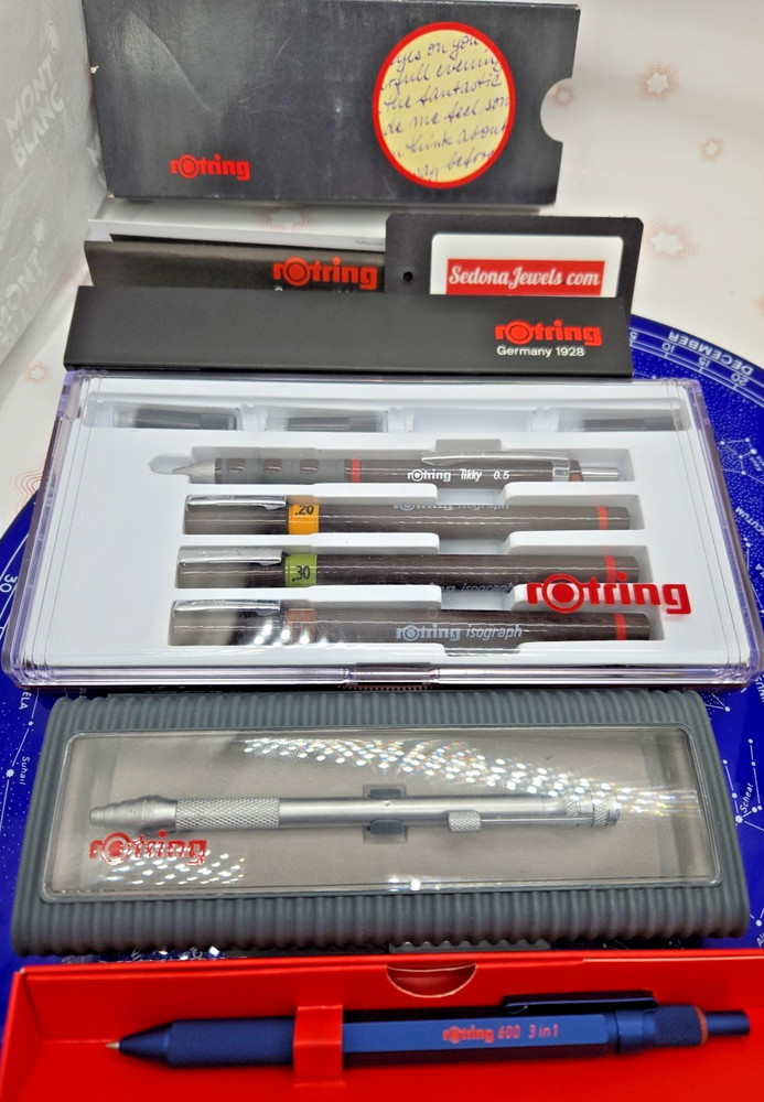 6x – rOtring bundle Isograph Technical Pens 0.20mm, 0.30mm, 0.50mm +3in1 2159367