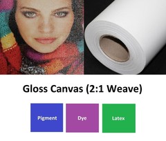 19mil Glossy Canvas Inkjet Aqueous Poly-Cotton Blend Roll 420gsm (2:1 Weave)