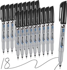 Cgerma Ultra Fine Point Permanent Markers Black, 1 Count (Pack of 18), Black