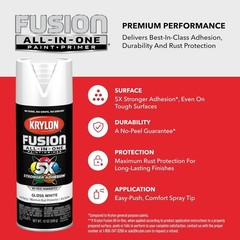 12oz Krylon Fusion White Spray Paint – Gloss Finish for Indoor/Outdoor Projects