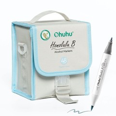 Ohuhu 48 Colors Alcohol Pastel Markers Brush & Fine+1 Marker Blender