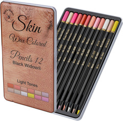 Black Widow Skin Tone Colored Pencils for Adult Coloring Books – 12 Soft Core Co