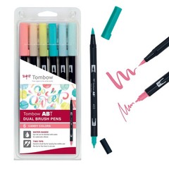 ABT6P4 ABT Dual Brush Pens Candy Colors 6 PCS Professional Art Marker