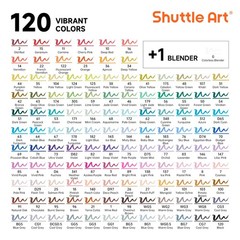 Brush Tip Alcohol Markers, Dual Tip Brush & Fine Tip Art Marker Set, 121 Colo…