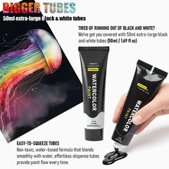 Complete Paint Set with 18 Larger Tubes, Pre-Drawn Canvas Panels