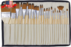 Paint Brush Set Acrylic Watercolor Oil Artist 24 Pcs Lot Painting Brushes Craft