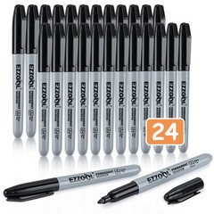 Ezzgol Black Permanent Markers Bulk, 24 Packs 1 Count (Pack of 24),