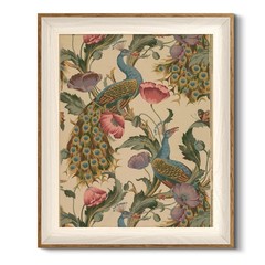 HUARCEY Framed Canvas Wall Art Vintage Peacock, vine with poppies floral Canv…