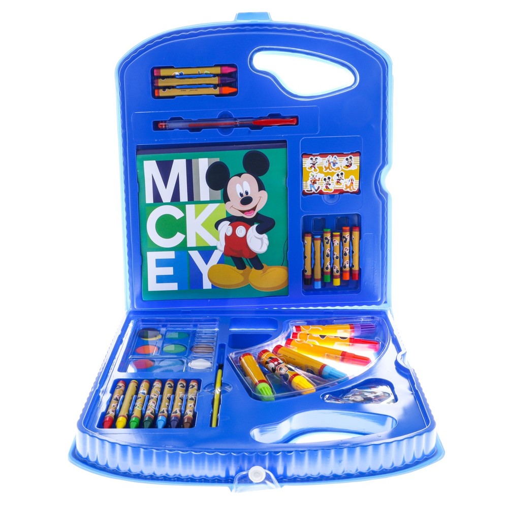 Disney Mickey Mouse Kids 40pc Art Supplies Coloring Marker Crayon Paint Pad Set