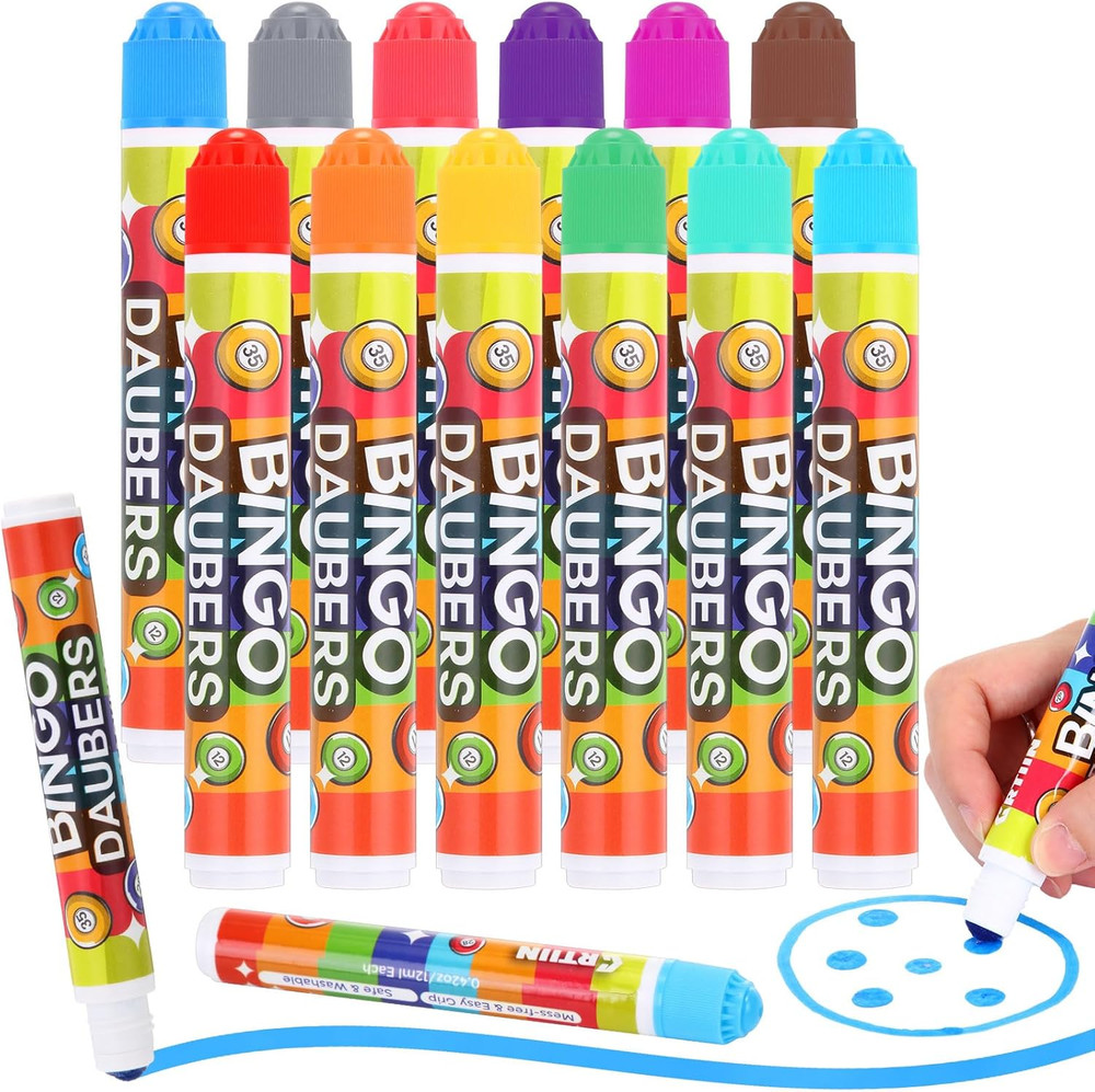 Bingo Daubers Dot Markers 60 Pack 12 Colors Mixed Set Art Craft Paint Supplies