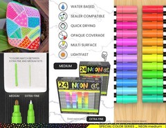 Medium Neon Paint Markers – Set of 24 Assorted Colors