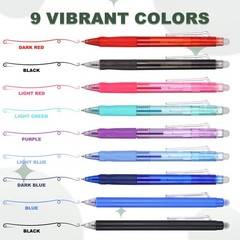 6Pcs 0.5mm Fine Point Retractable Erasable Gel Pens Comfortable Grip, Black