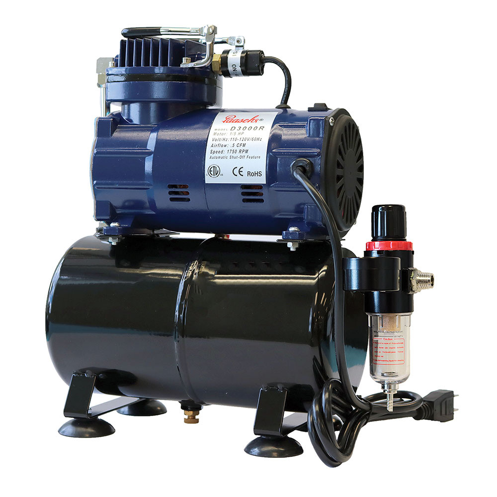 D3000R Paasche Airbrush Compressor w/Tank & Regulator, Moisture Trap & Auto Off