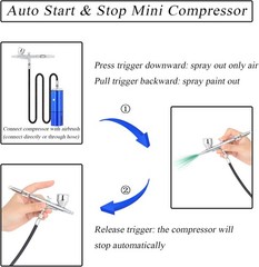 Cordless Auto Stop Airbrush Compressor Kit Dual Action